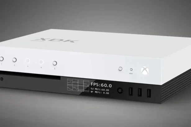 xbox scorpio dev kit has a frame rate counter mini screen c8r3.1280