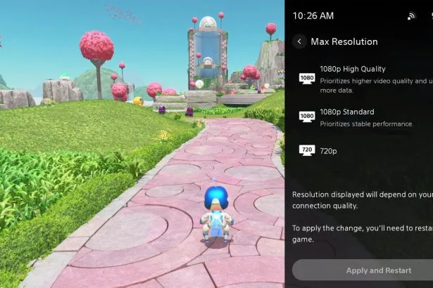 Pantalla principal de PlayStation Portal con el nuevo modo 1080p activado