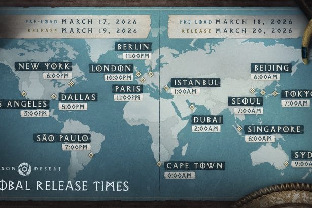 Arte conceptual de Crimson Desert mostrando su ambientación fantástica