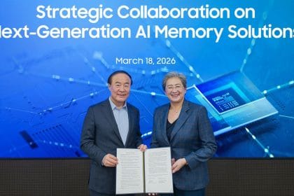 Logo de AMD y Samsung juntos, representando su acuerdo estratégico