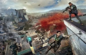 Personajes de Black Ops Royale descendiendo sobre el mapa Avalon en Call of Duty