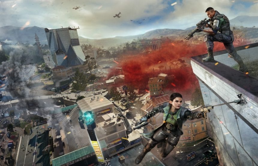 Personajes de Black Ops Royale descendiendo sobre el mapa Avalon en Call of Duty