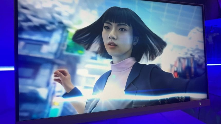 Monitor Philips 5K Dual-Mode con diseño blanco y luces Ambilight