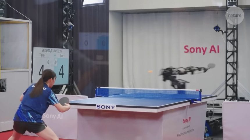 Robot de Sony jugando al tenis de mesa con alta velocidad