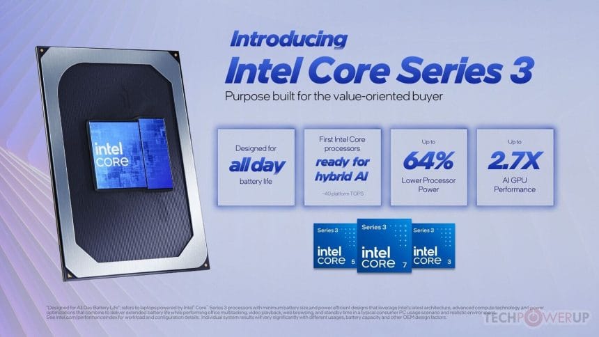 Procesador Intel Wildcat Lake desmontado