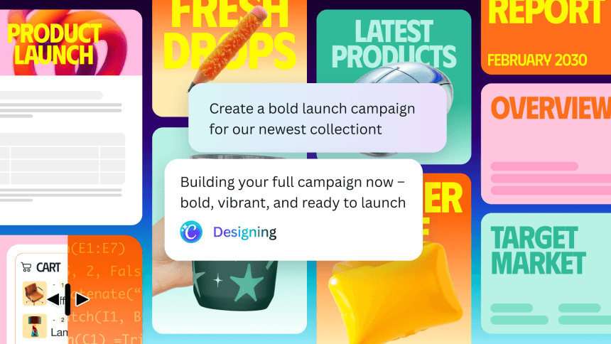 Interfaz de Canva AI 2.0 mostrando diseño basado en texto