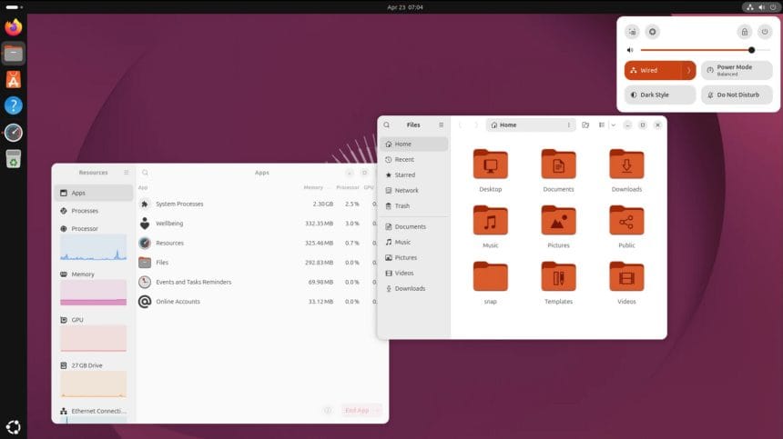 Interfaz de Ubuntu mostrando opciones de inteligencia artificial