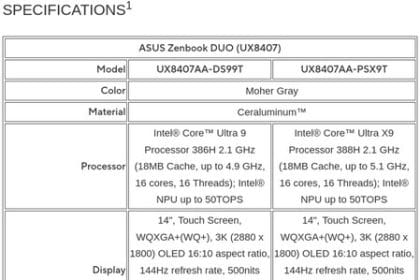 ASUS Zenbook Duo 2026 con doble pantalla OLED de 14 pulgadas
