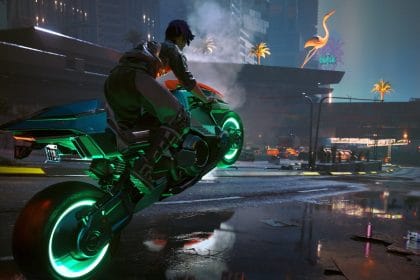 Interfaz del juego Cyberpunk 2077 con trazado de trayectorias mejorado