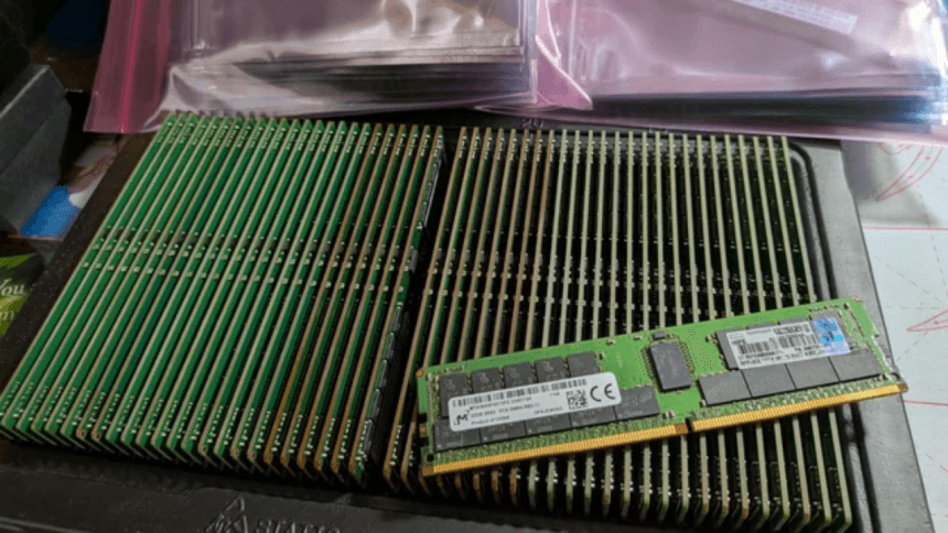 Módulos de memoria DDR4 de 32GB rescatados antes de ser desechados