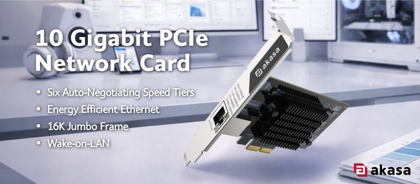 Tarjeta de red PCIe 10 Gigabit Akasa Turing FX1270-TB