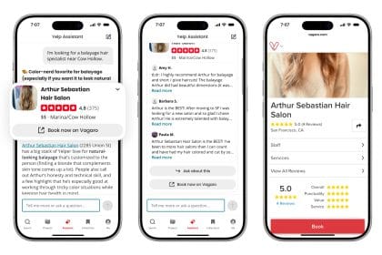 Interfaz del chatbot de IA de Yelp en móvil