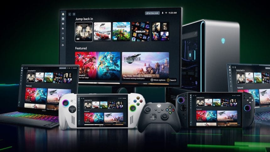 Interfaz del modo Xbox en Windows 11 mostrando la biblioteca de juegos