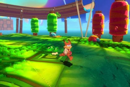 Bubsy 4D demo imagen del juego en plataforma 3D