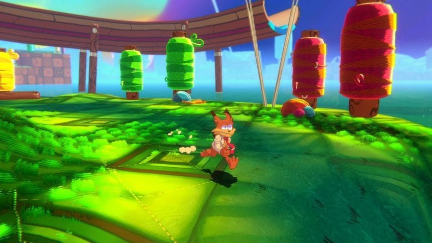 Bubsy 4D demo imagen del juego en plataforma 3D