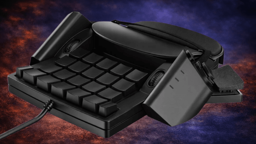 Prototipo de mando de una mano para jugar con teclado y ratón integrados