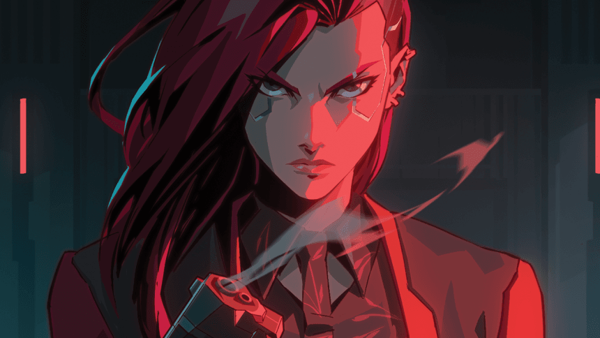 Logotipo de Cyberpunk 2077 y cartas de juego