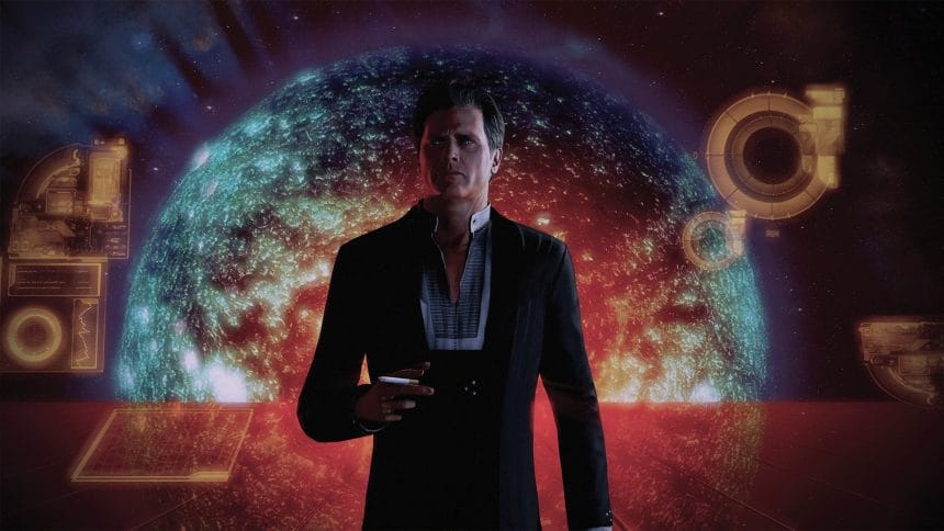Logo de Mass Effect en fondo oscuro