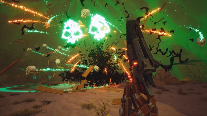 Captura de pantalla del videojuego Far Far West mostrando acción cooperativa