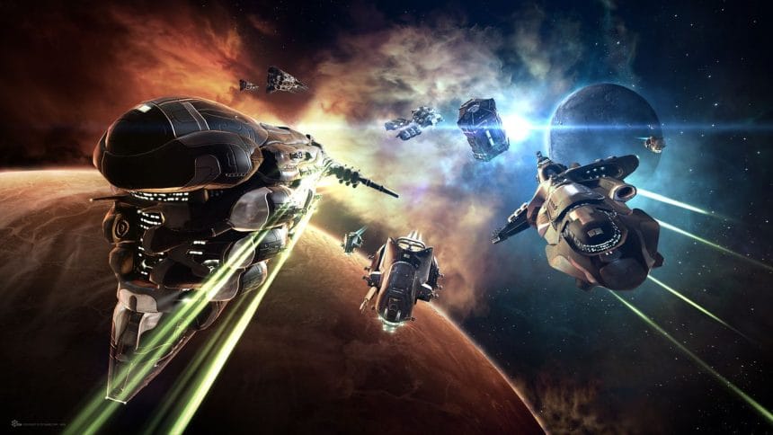Captura de EVE Online mostrando el universo y una posible nueva zona segura para los novatos