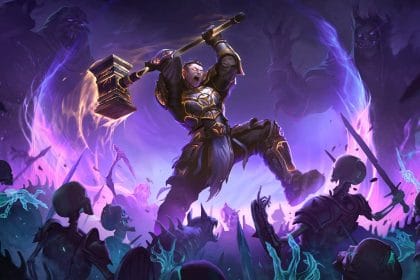 Captura de juego Hellforged mostrando oleada de demonios y efectos bullet-hell