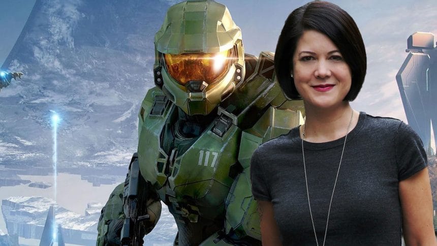 Kiki Wolfkill en una presentación de Microsoft Xbox