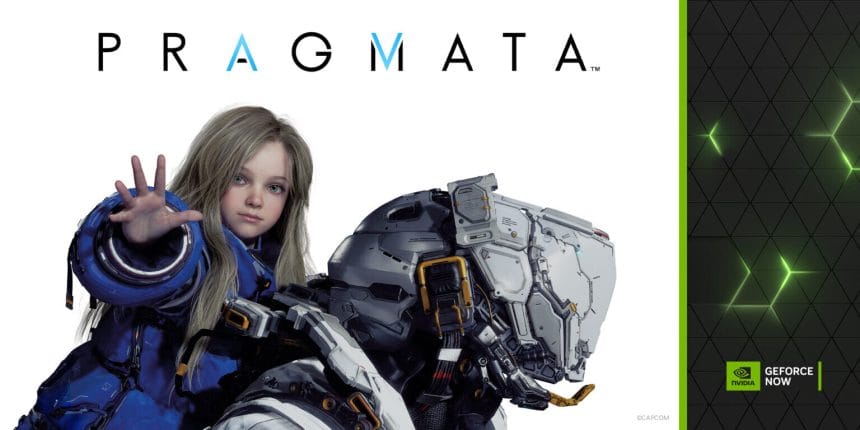 Logo de PRAGMATA junto con el logo de GeForce NOW