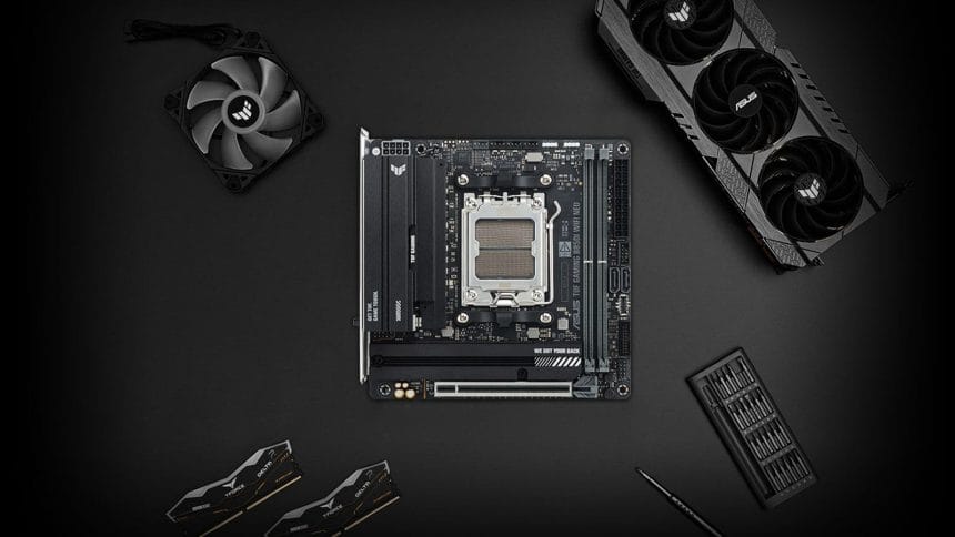 Placa base ASUS TUF Gaming B850I WiFi NEO en primer plano