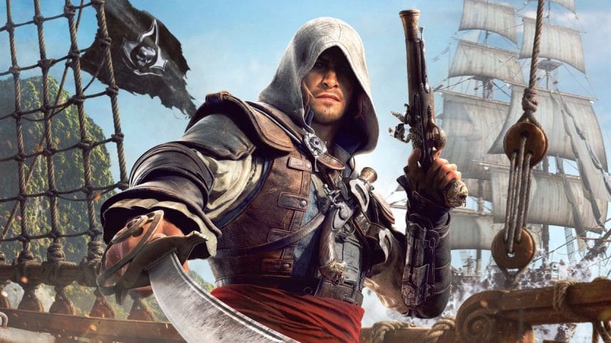Captura de Assassin’s Creed Black Flag con un combate naval y de espada
