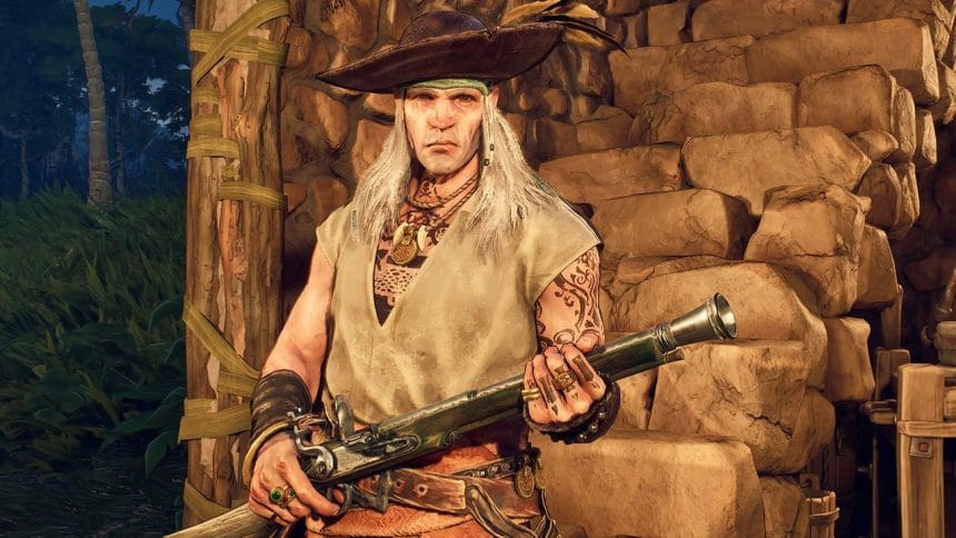 Captura de pantalla de Windrose mostrando combate naval pirata