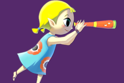 Arte conceptual con Link, Zelda y un personaje femenino de cabello rojo