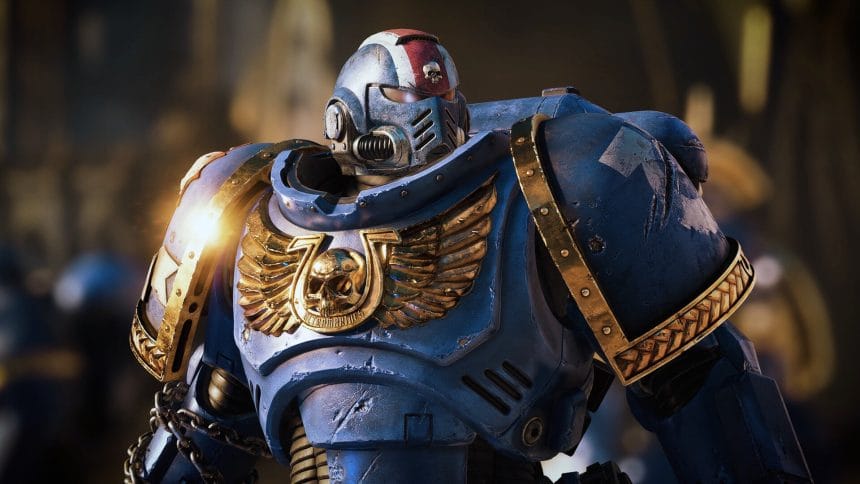 Pantalla del juego Warhammer 40,000: Space Marine 2 mostrando combate contra enemigos Tyranids
