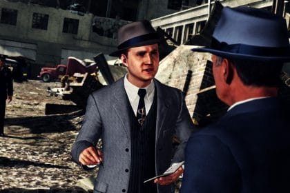 Logo de L.A. Noire sobre fondo oscuro