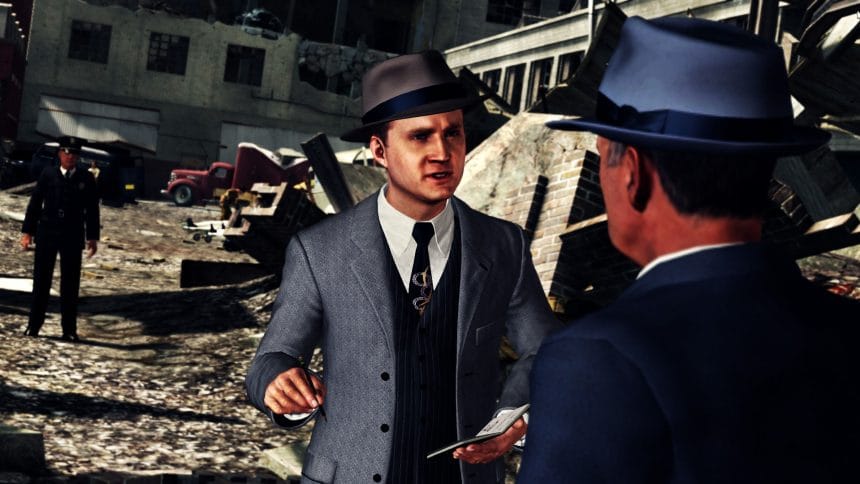 Logo de L.A. Noire sobre fondo oscuro