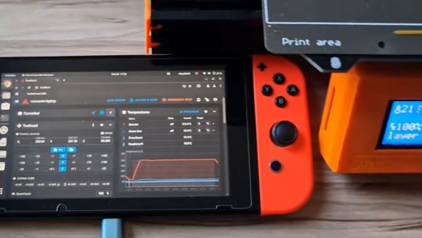 Nintendo Switch conectado a impresora 3D