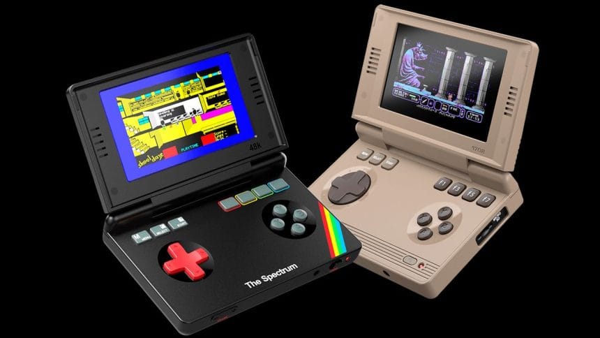 Dispositivo portátil C64 Handheld con diseño beige clásico