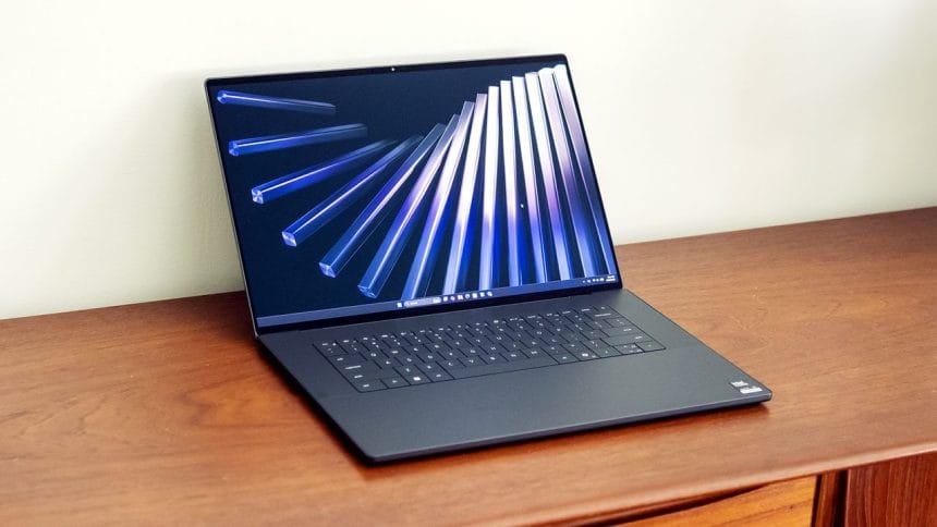 Portátil Dell XPS 16 2026 abierto mostrando su pantalla OLED