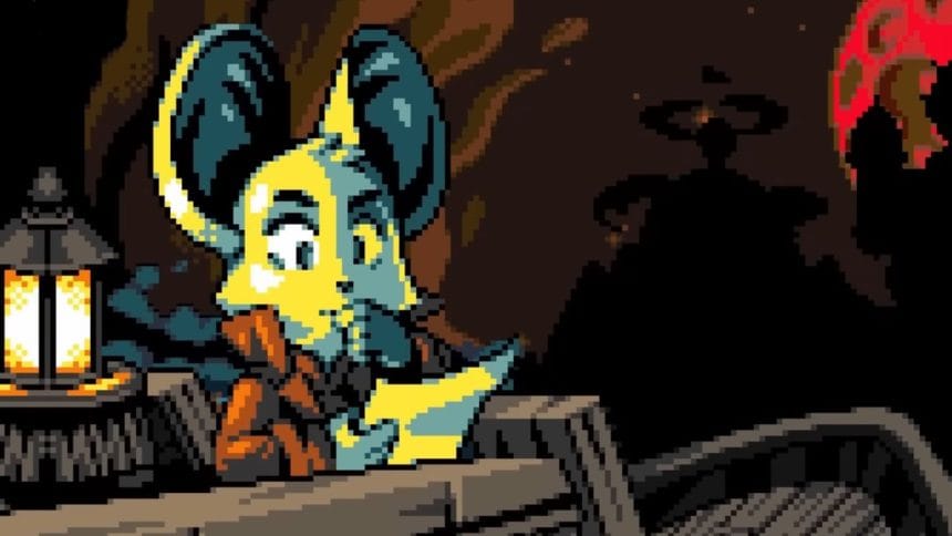 Captura de pantalla de Mina the Hollower mostrando pixel art en estilo 8-bit