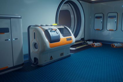 Lingotes de titanio sobre mesa de trabajo en Subnautica 2