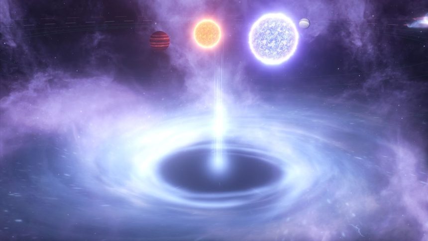 Captura de Stellaris mostrando la interfaz del juego y la galaxia
