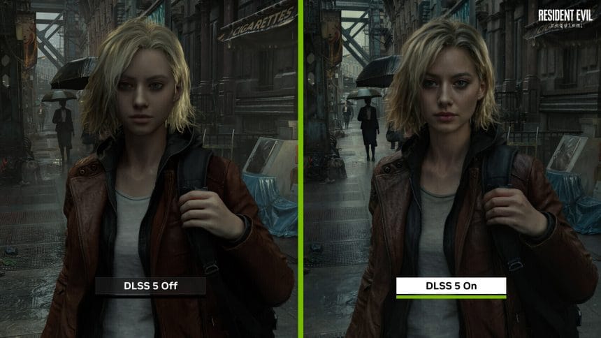 Captura de pantalla de Resident Evil Requiem mostrando la tecnología DLSS 5