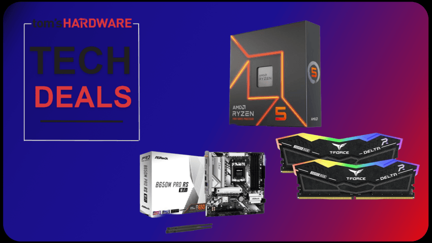 Placa base ASRock B650M Pro RS con procesador Ryzen 5 7600X y memoria DDR5