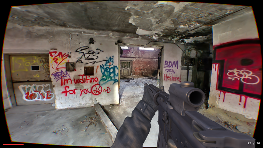 Representación visual de Gaussian Splatting con puntos difusos formando una imagen