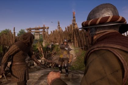 Captura de pantalla de Medieval Dynasty mostrando una aldea medieval