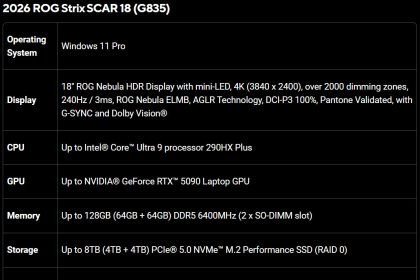 Portátil ASUS ROG Strix SCAR 18 mostrando su pantalla mini-LED 4K