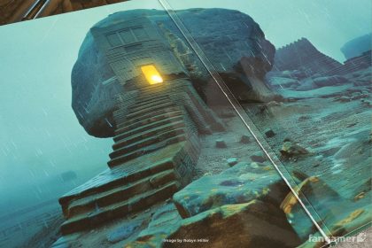 Portada vinilo banda sonora Riven con arte generado por IA