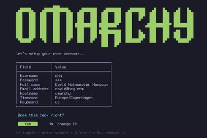 Interfaz de Omarchy 3.7 en pantalla de ordenador