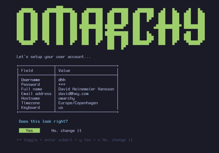 Interfaz de Omarchy 3.7 en pantalla de ordenador