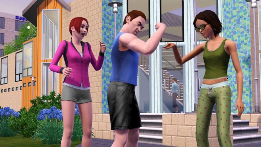 Captura de pantalla del mundo abierto de The Sims 3 en Sunset Valley