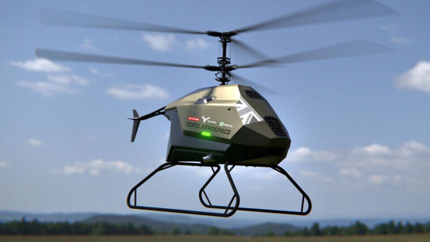 Dron escolta junto a un helicóptero Apache